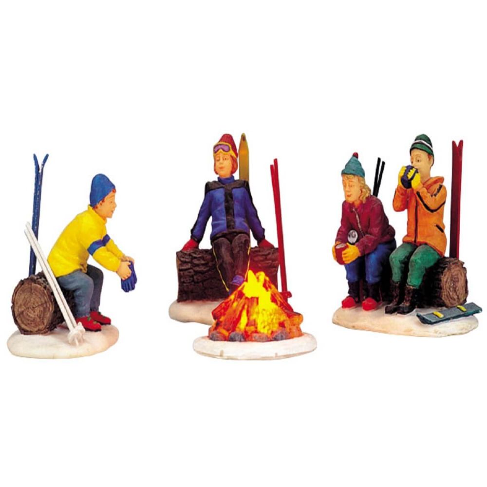 Lemax - Skiers' Camp Fire - Set van 4