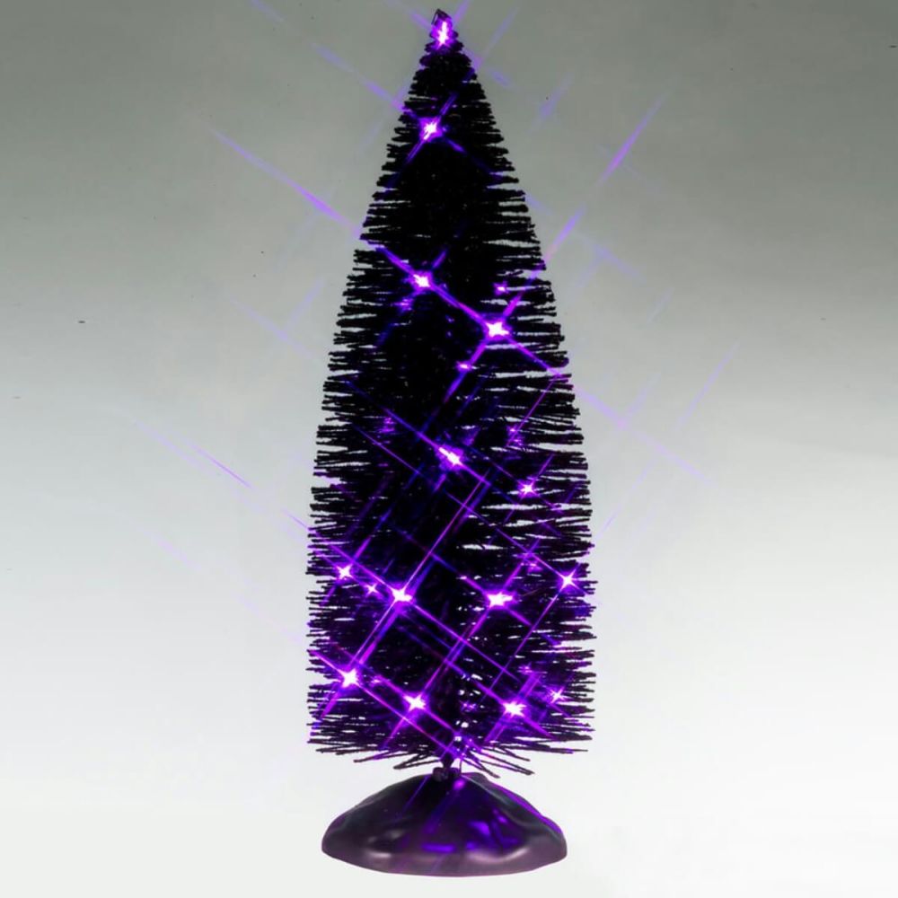 Spooky Town - Black Bristle Tree Purple Lights