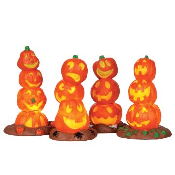 Spooky Town - Light Up Pumpkin Stack - Set van 4