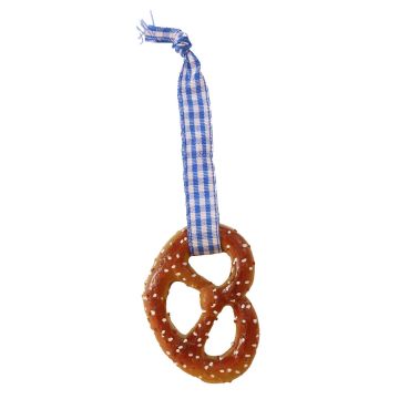 Oktoberfest Pretzel met Blauw en Wit Geruit Lintje