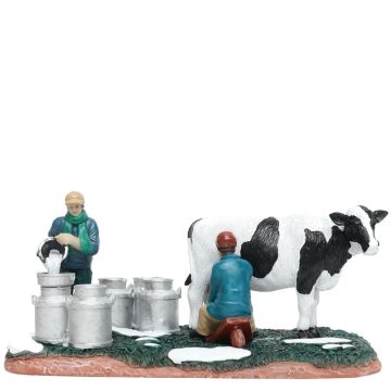 Santaville - Milkfarmer with Cow and Pours Milk