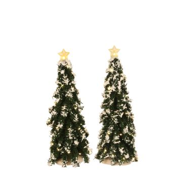 Luville - Snowy Conifer with Lights - Set van 2