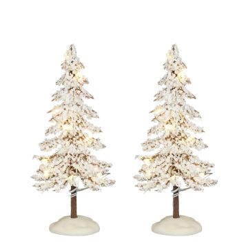 Luville - Snowy Tree White Lighted Medium - Set of 2