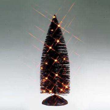 Spooky Town - Black Bristle Tree With Orange Lights